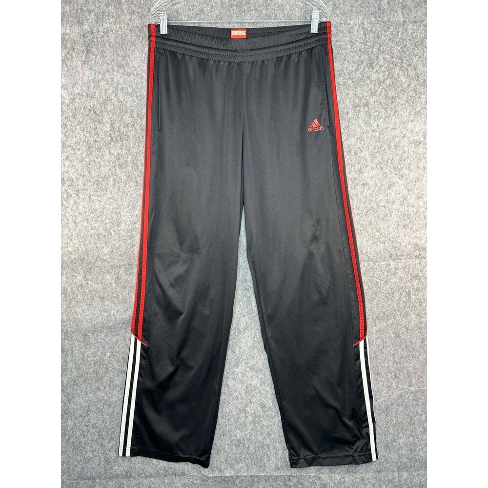 Adidas Pants Men’s Sz L Black Red Track Basketball Joggers Shiny Dazzle Y2K